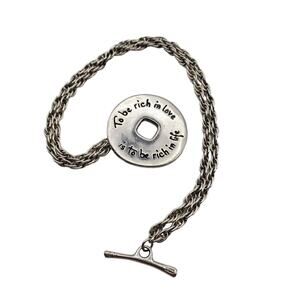 Sterling Silver 925 Toggle Bracelet Inspirational Love Life Rope Chain Vintage